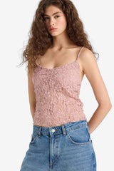 Slim Fit Slim Cut V Neck Lace Strappy Tank Top