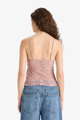 Slim Fit Slim Cut V Neck Lace Strappy Tank Top