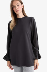 Regular Fit Crew Neck Long Sleeve Tunic