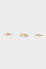 Women 3-Piece Stone Gold Ring