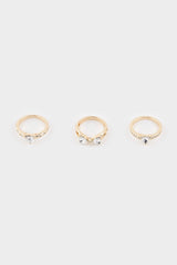 Women 3-Piece Stone Gold Ring