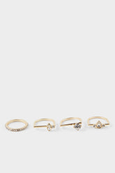 Women 4-Piece Stone Gold Ring