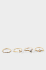 Women 4-Piece Stone Gold Ring