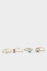 Women's 4-Piece Colored Stone Gold Ring