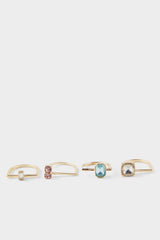 Women's 4-Piece Colored Stone Gold Ring