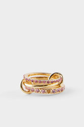 Women 3-Piece Pink Stone Gold Ring