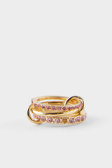 Women 3-Piece Pink Stone Gold Ring