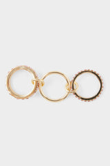 Women 3-Piece Pink Stone Gold Ring