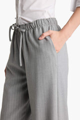 Cool Wide Leg Regular Waist Trousers with Tie Waist