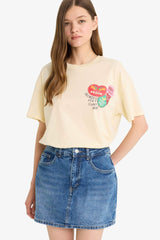 Oversize Wide Mold Crew Neck Back Printed Short Sleeve T-Shirt