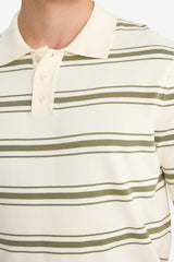 Striped Knit Short Sleeve Polo Shirt
