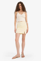 Pencil Regular Waist Lined Linen Look Mini Skirt