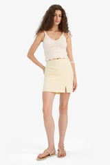 Pencil Regular Waist Lined Linen Look Mini Skirt