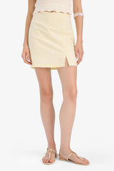 Pencil Regular Waist Lined Linen Look Mini Skirt
