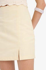 Pencil Regular Waist Lined Linen Look Mini Skirt