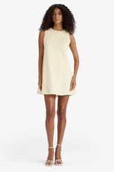 Crew Neck Linen Look Sleeveless Mini Dress