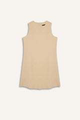 Crew Neck Linen Look Sleeveless Mini Dress