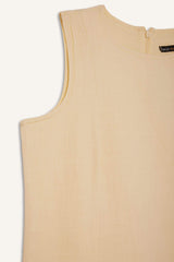 Crew Neck Linen Look Sleeveless Mini Dress