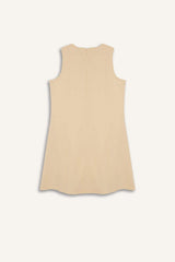 Crew Neck Linen Look Sleeveless Mini Dress