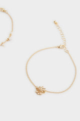 Women's 3-Piece Pearl Gold Anklet
