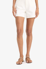 White Gabardine Shorts with Pockets