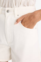 White Gabardine Shorts with Pockets