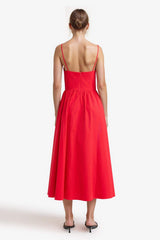 V-Neck Poplin Strappy Midi Dress