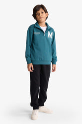 Boys Two-Piece Set: Half-Zip Printed Sweatshirt and Sweatpants