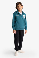 Boys Two-Piece Set: Half-Zip Printed Sweatshirt and Sweatpants
