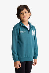 Boys Two-Piece Set: Half-Zip Printed Sweatshirt and Sweatpants