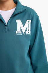 Boys Two-Piece Set: Half-Zip Printed Sweatshirt and Sweatpants