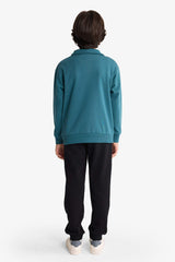 Boys Two-Piece Set: Half-Zip Printed Sweatshirt and Sweatpants