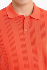 100% Cotton Polo Neck Short Sleeve Knit T-Shirt