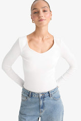 Slim Fit Slim Cut Basic Plain Modal Long Sleeve T-Shirt