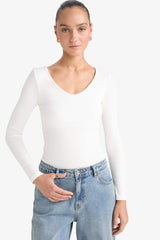 Slim Fit Slim Cut Basic Plain Modal Long Sleeve T-Shirt