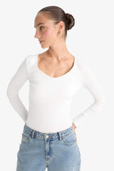 Slim Fit Slim Cut Basic Plain Modal Long Sleeve T-Shirt