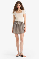 A-Line Checkered Normal Waist Seersucker Textured Mini Skirt