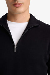 Standard Fit Zip-Up Turtle Neck Knitwear Pullover