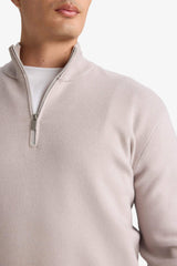 Standard Fit Zip-Up Turtle Neck Knitwear Pullover