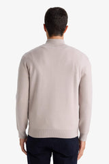 Standard Fit Zip-Up Turtle Neck Knitwear Pullover