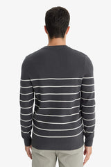 Standard Fit Crew Neck Striped Knit Sweater
