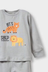 Baby Boy 4-Piece Pajama Set Safari Printed Long Sleeve Combed Cotton Top and Long Bottoms