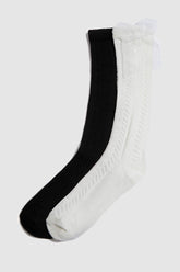 Girls' 2-Pack Cotton Knee-High School Socks