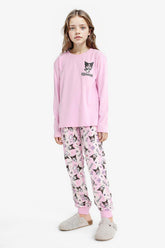 Girls Kuromi Pajama Set Long Sleeve Top Long Bottom