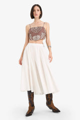 Afra x DeFacto A-Line Normal Waist Lined Poplin Maxi Skirt