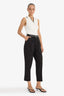 Carrot Fit Pocket Detailed High Waist Straight Leg Gabardine Trousers
