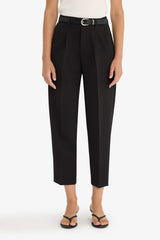 Carrot Fit Pocket Detailed High Waist Straight Leg Gabardine Trousers