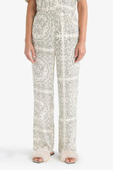 Pajama Set Regular Fit Viscose Patterned Short Sleeve Top Long Bottom