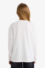 Girls Oversize Wide-Mould Crew Neck Printed Long Sleeve School T-Shirt