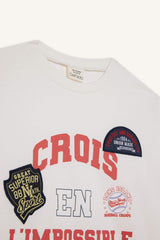 Girls Oversize Wide-Mould Crew Neck Printed Long Sleeve School T-Shirt